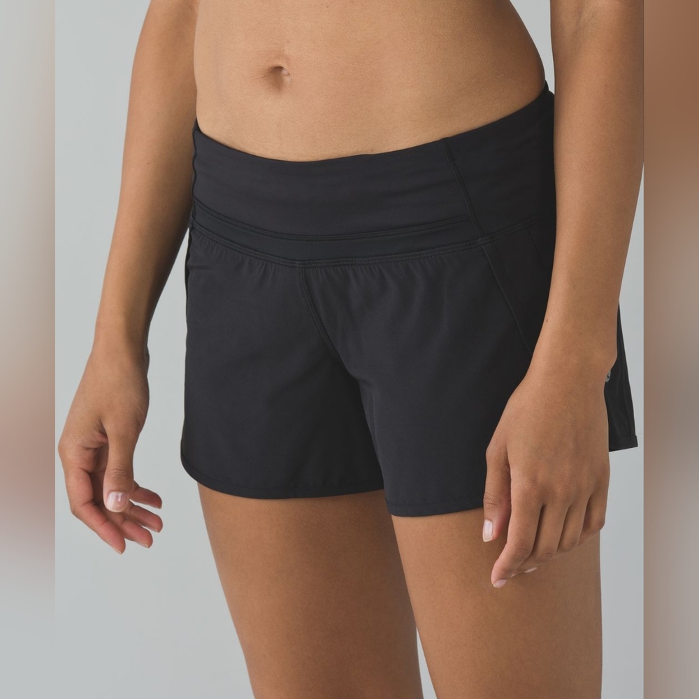Lululemon Run Times Short 4-way Stretch, size 10 Tall, 4", Black